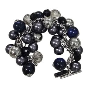 The Limited Silver and Navy Beaded Bracelet